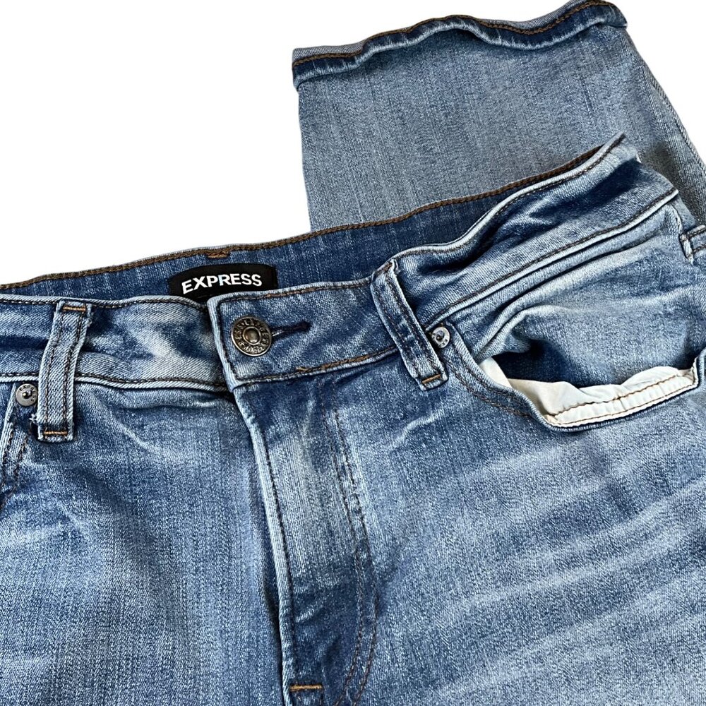 Express jeans men's 33x34 skinny high rise medium wash